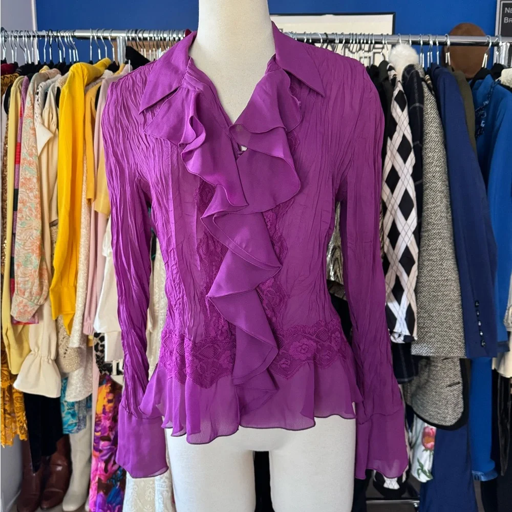 Allison Taylor Purple Ruffled Blouse - Picture 1 of 1
